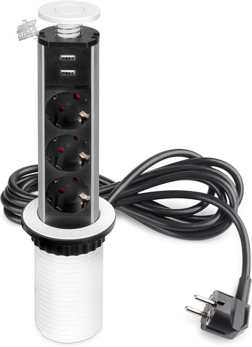 Schuko usb white recessed - 3,